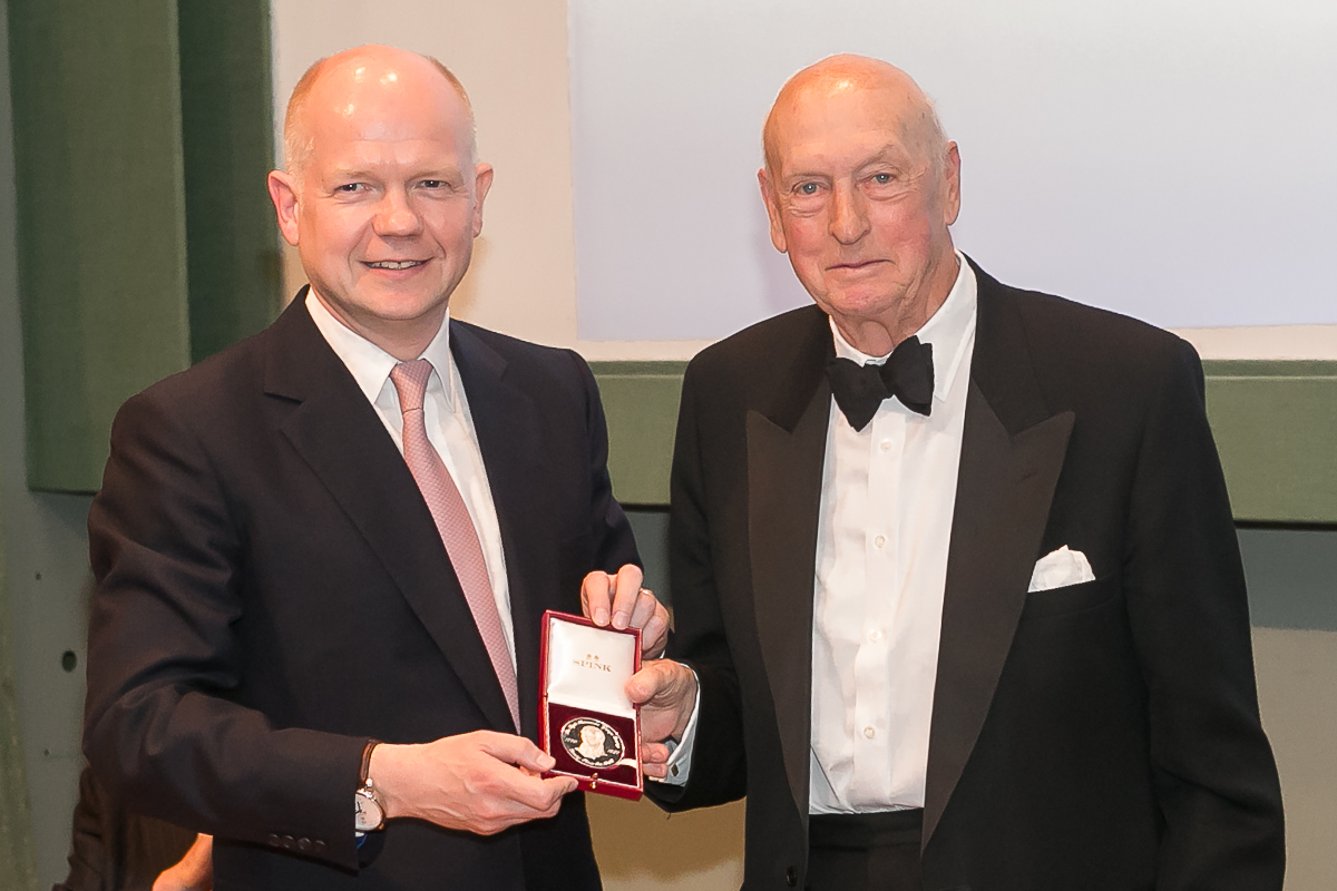 Viscount Montgomery receiving his Canning Medal from the Lord Hauge in 2013